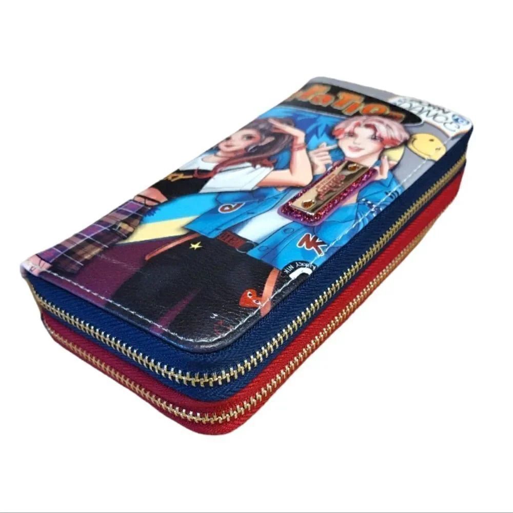 Nikky Teal Red Pop Generation Large Double Zip Around‎ Wallet NWT - Picture 9 of 16